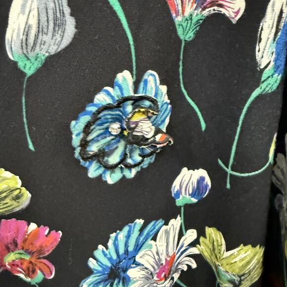 Anthropologie Moulinette Soeurs Astere Everywhere 3D Dress Floral Black 0 - Picture 4 of 8